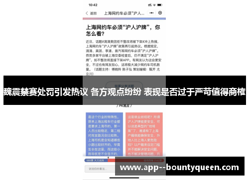 魏震禁赛处罚引发热议 各方观点纷纷 表现是否过于严苛值得商榷